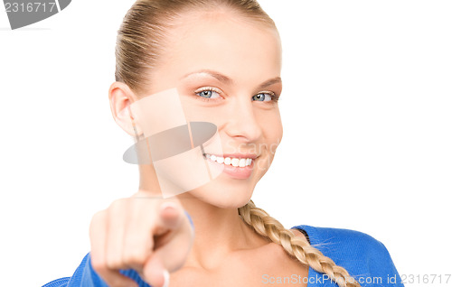 Image of businesswoman pointing her finger