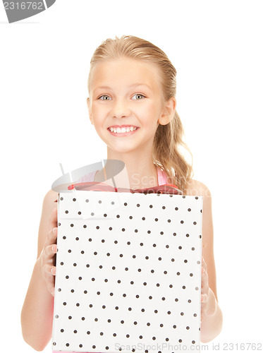 Image of happy girl with gift box