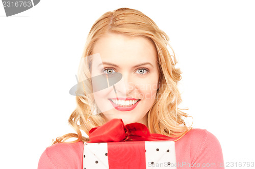 Image of happy woman with gift box