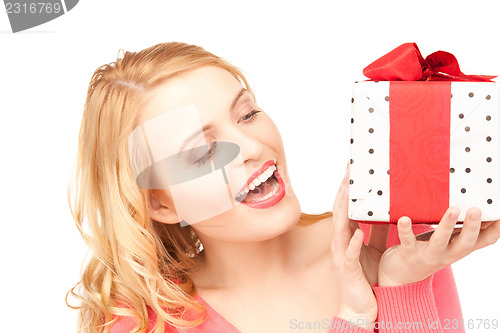 Image of happy woman with gift box