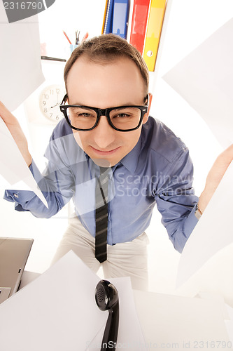 Image of funny picture of businessman in office