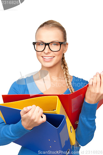 Image of businesswoman with folders