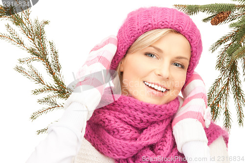 Image of beautiful woman in winter hat