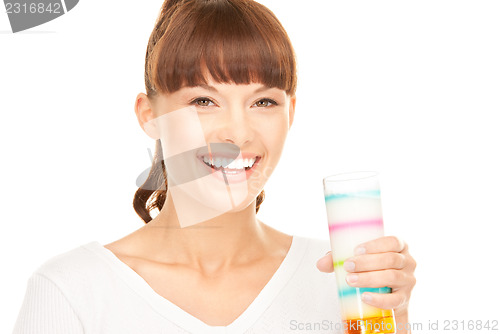 Image of lovely woman with glass of milk