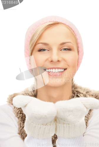 Image of beautiful woman in winter hat
