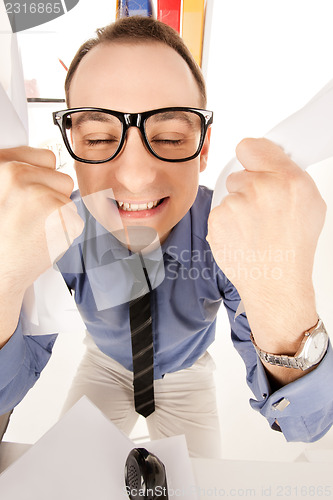 Image of funny picture of businessman in office