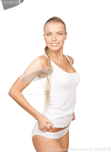 Image of lovely woman in white cotton underwear