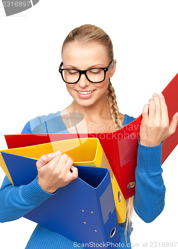 Image of businesswoman with folders