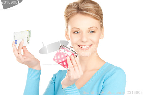 Image of lovely woman with purse and money