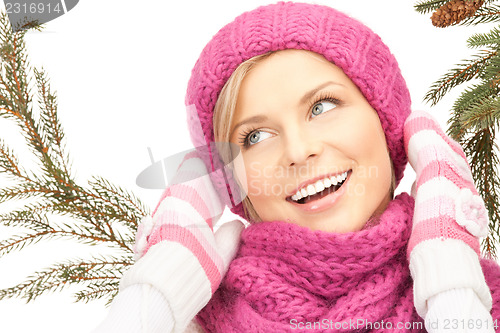 Image of beautiful woman in winter hat