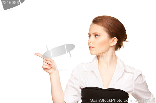 Image of businesswoman pointing her finger