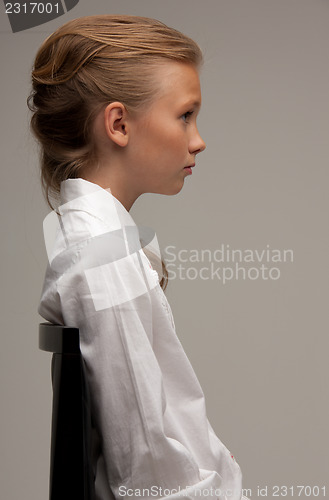 Image of lovely girl over grey background