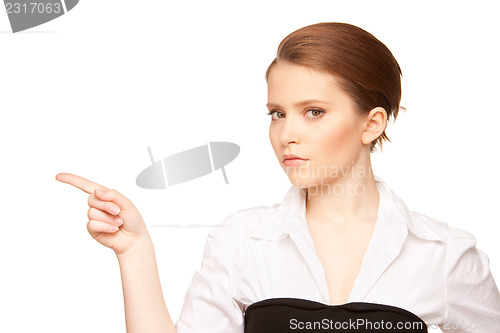 Image of businesswoman pointing her finger