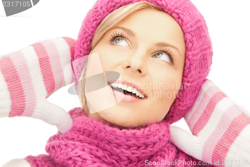 Image of beautiful woman in winter hat