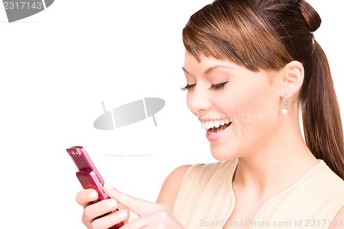 Image of happy woman with cell phone