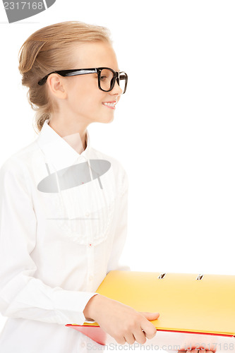 Image of elementary school student with folders