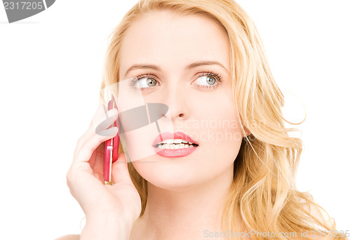 Image of happy woman with cell phone