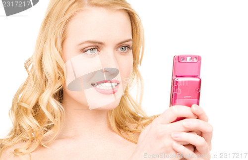 Image of happy woman with cell phone