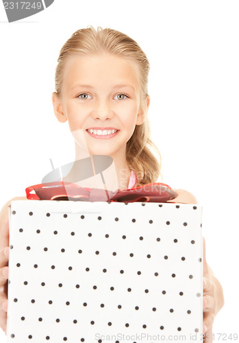 Image of happy girl with gift box