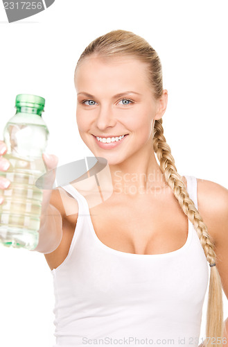 Image of beautiful woman with bottle of water