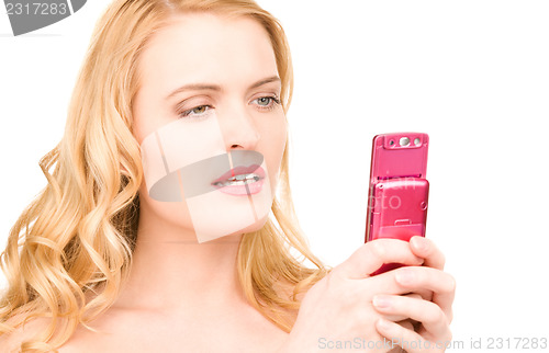 Image of happy woman with cell phone