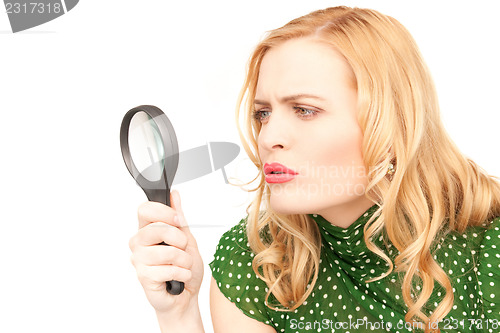 Image of woman with magnifying glass