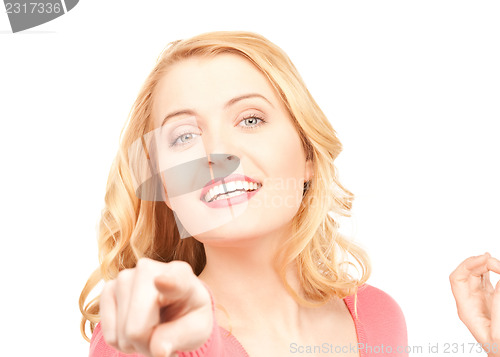 Image of businesswoman pointing her finger