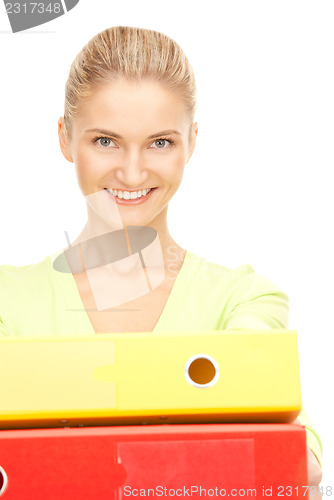 Image of businesswoman with folders