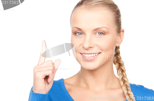 Image of woman with her finger up