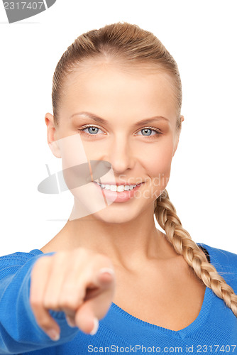 Image of businesswoman pointing her finger