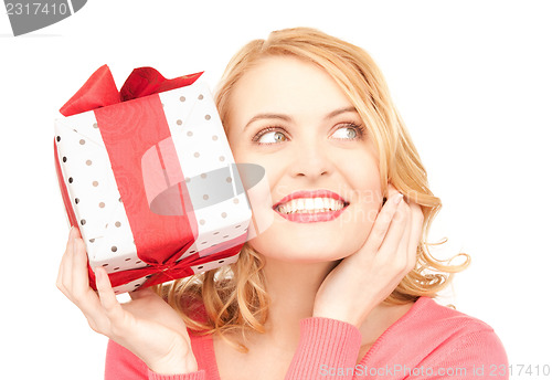 Image of happy woman with gift box