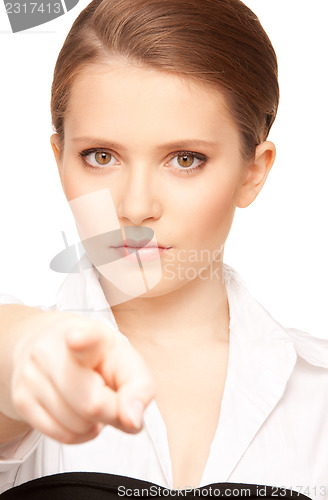 Image of businesswoman pointing her finger