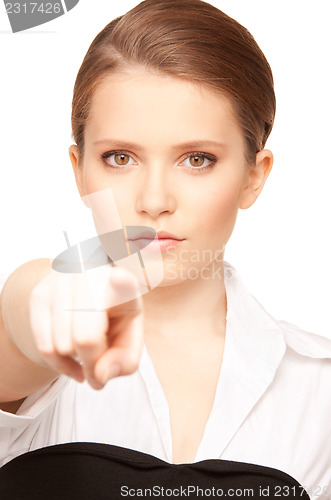 Image of businesswoman pointing her finger