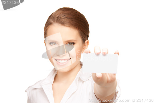 Image of woman with business card