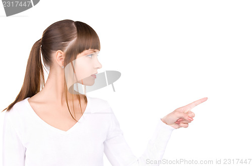 Image of businesswoman pointing her finger