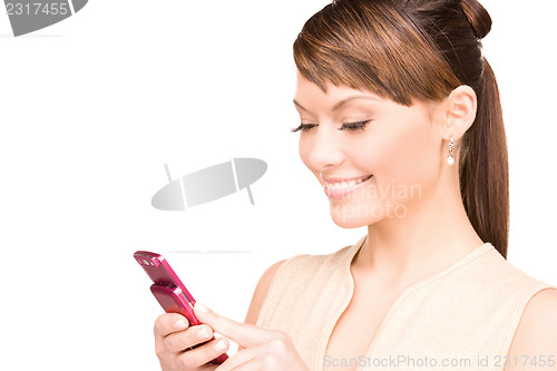 Image of happy woman with cell phone