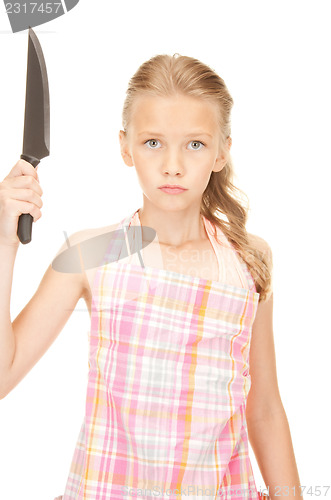 Image of little housewife with knife