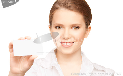 Image of woman with business card