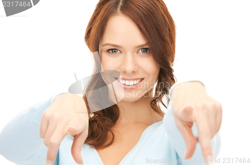 Image of businesswoman pointing her finger