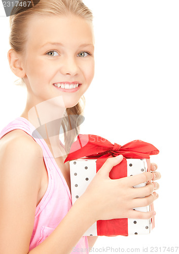 Image of happy girl with gift box
