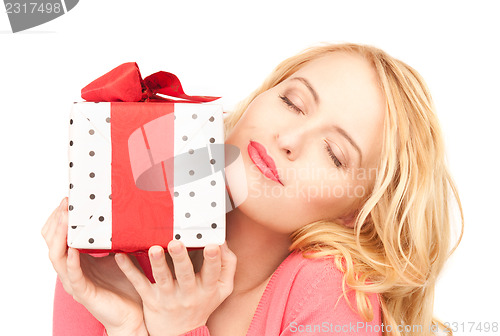 Image of happy woman with gift box