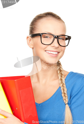Image of businesswoman with folders