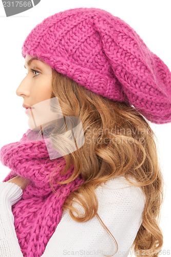 Image of beautiful woman in winter hat