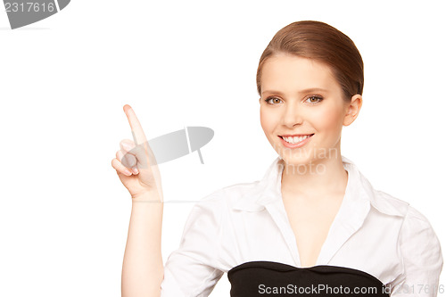 Image of businesswoman pointing her finger