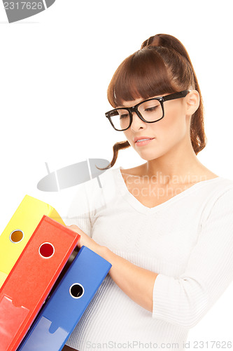 Image of businesswoman with folders