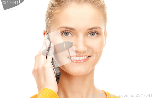 Image of happy woman with cell phone