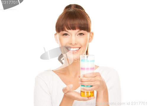 Image of lovely woman with glass of milk