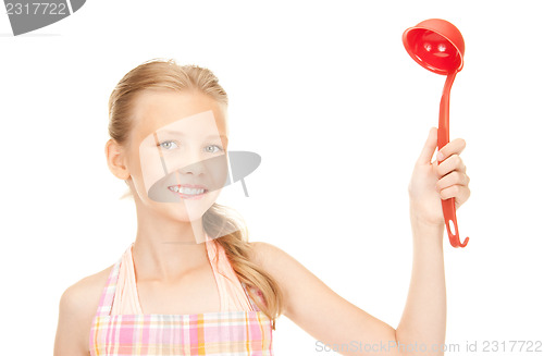 Image of little housewife with red ladle