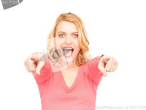 Image of businesswoman pointing her finger