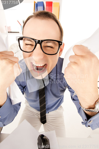 Image of funny picture of businessman in office